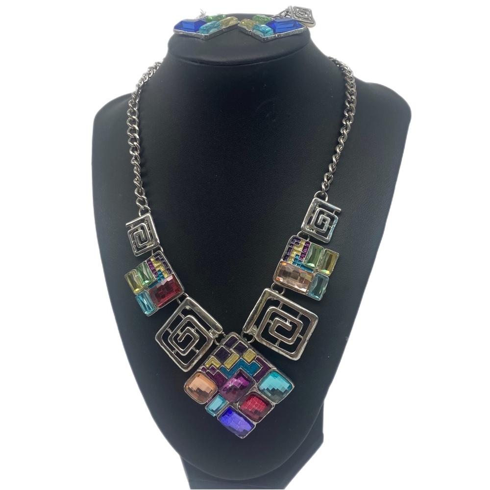 Womens Crystal Necklace Bib Choker Collar Chunky Statement Pendant Chain Jewelry